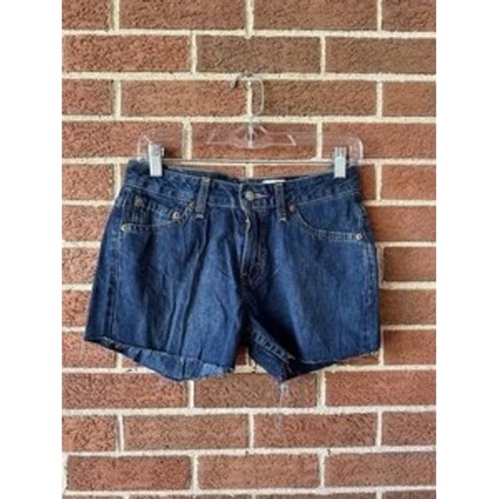 Levis Denim Cutoff Shorts Dark Wash Frayed Hem 59200-1411 Size 29